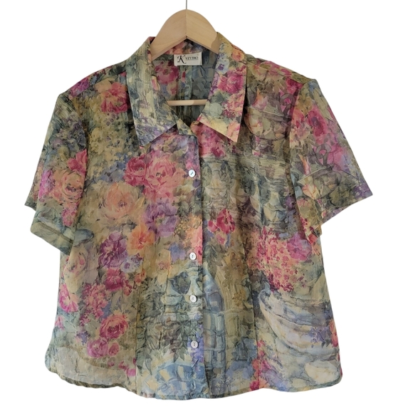 VTG Tank Maxi Dress + Button Up Top Twinnie Set Multi Floral Cottagecore Fairy - Picture 5 of 13